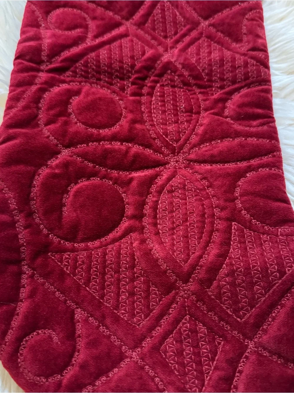 Pottery Barn Personalized Quilted Velvet Christmas Stocking Burgundy “Ramsey”